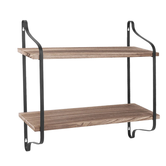 Wall Mounted Rack Display Wood Shelves Rustic 2-Tier Unit