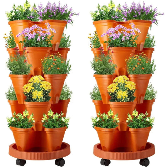 2 Set 5 Tier Stackable Planters Vertical Garden Planters