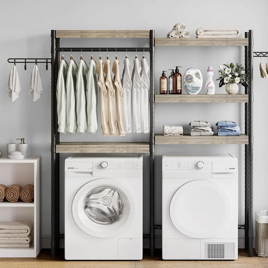 5-Tier Wood Over The Washer and Dryer Storage Shelf Unit