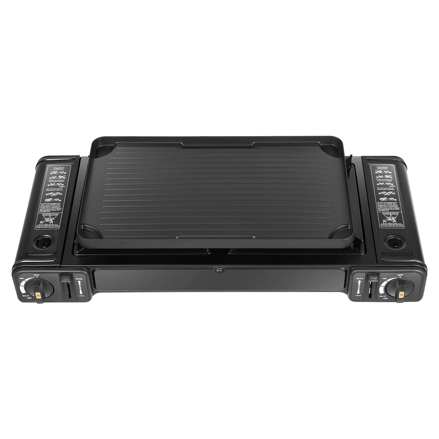 2-Burner Butane Camping Stove, (with Grill Tray)